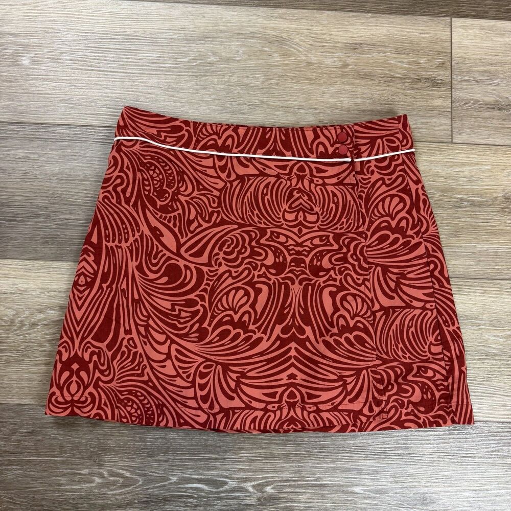 Patagonia Skirt Womens Size 4 Red Nylon A-Line Paisley Lightweight Travel Casual